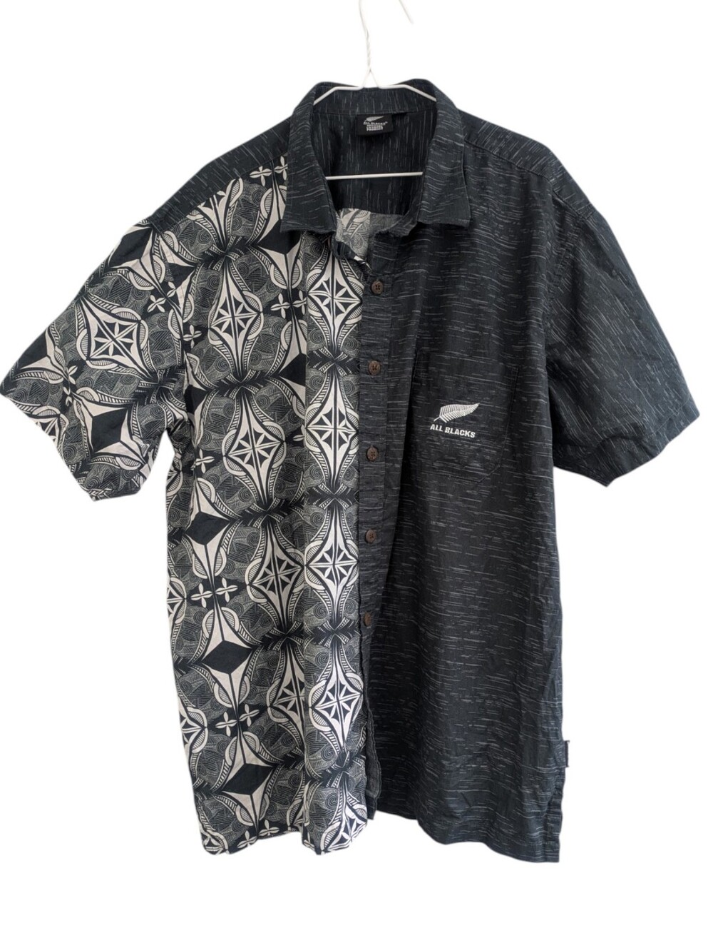 Aotearoa New Zealand All Blacks Rugby Polynesian Button Short Sleeve